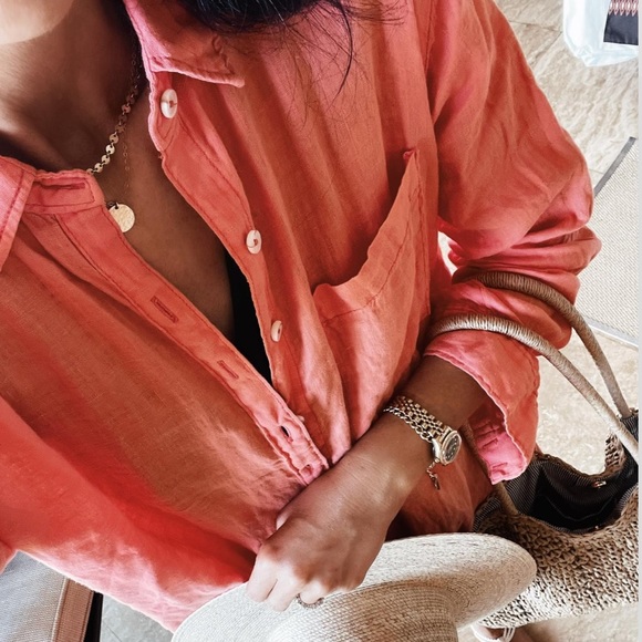 Anthropologie Tops - Relaxed Buttondown Linen Tunic XS